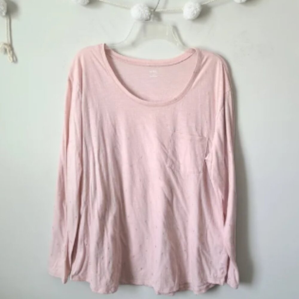 Pink And Gold Moon Print Long Sleeve Tee Shirt Size XXL